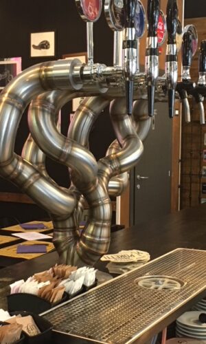 Custom draft beer tower with 6 taps